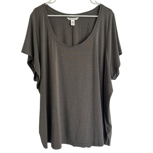 Athleta Stratus II Tee T Shirt Womens V-Neck 3X Gray Short Sleeve - Picture 2 of 10
